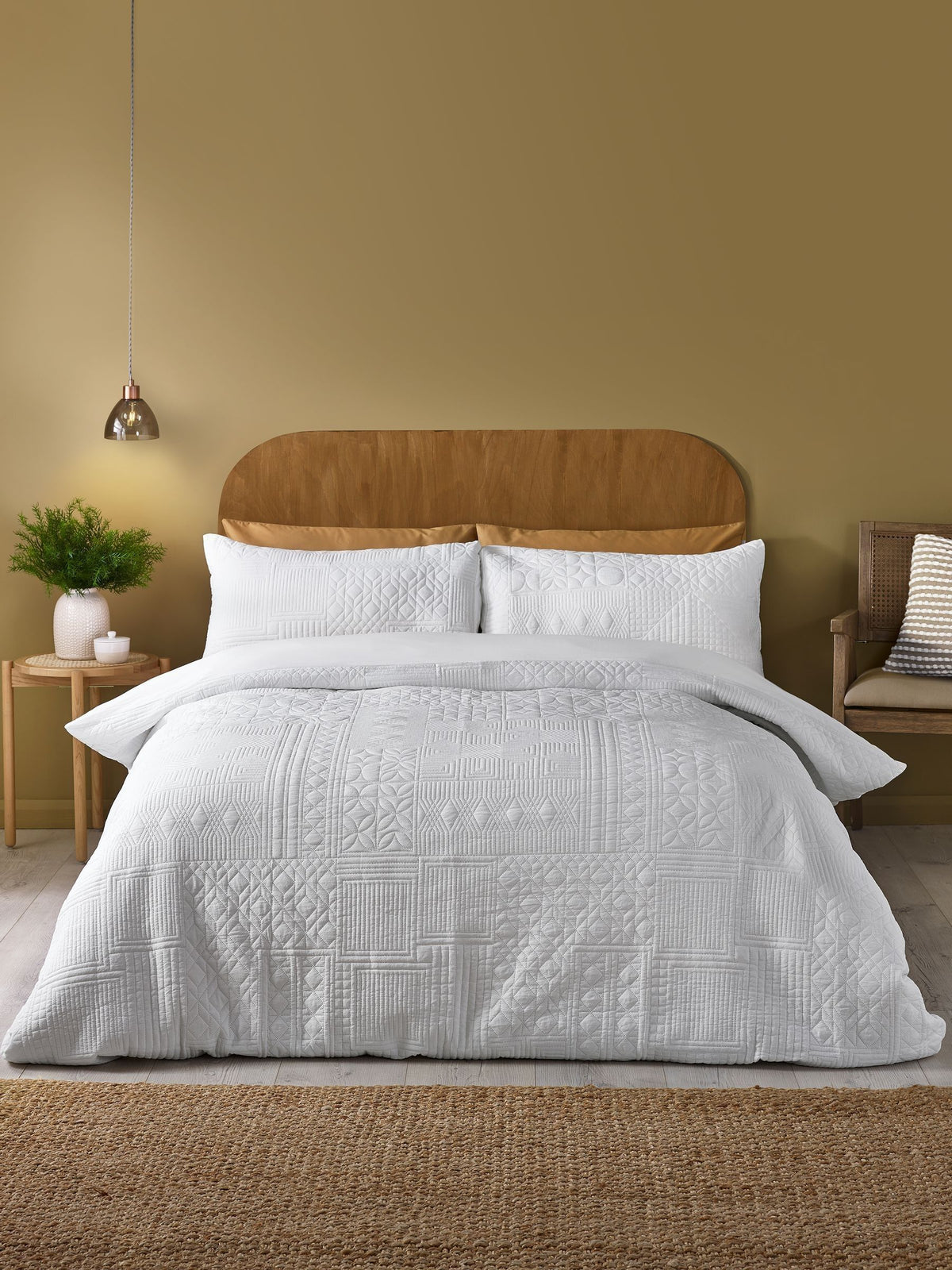 Catherine Lansfield White Folkstone Geo duvet cover set - British product