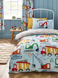 Catherine Lansfield Blue Digger Dreams reversible duvet cover set - British product
