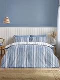 Catherine Lansfield Blue Harbour Stripe reversible duvet cover set - British product