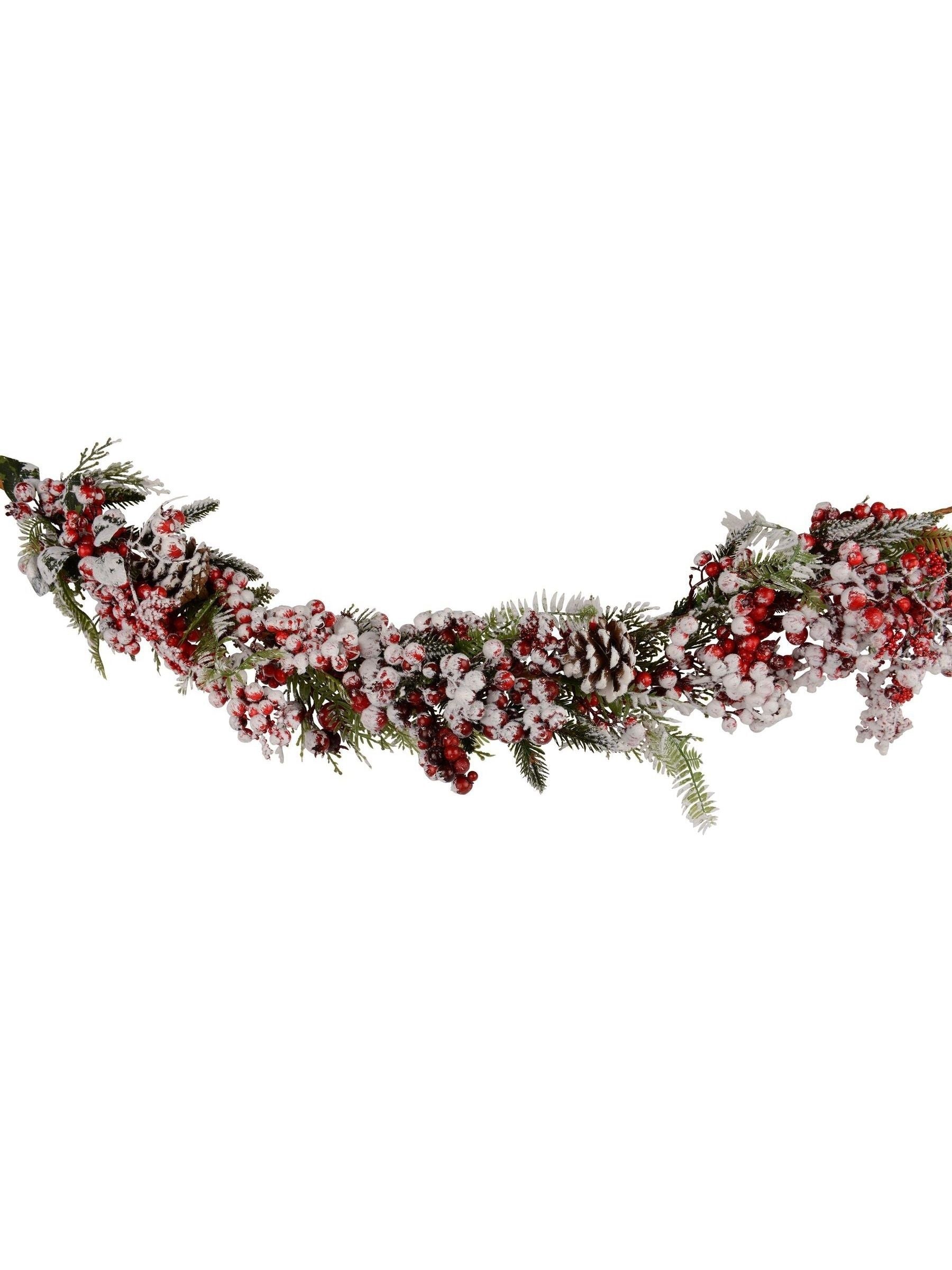 Everlands Red Snowy Berry 180cm Christmas Garland