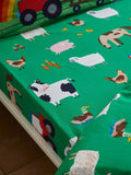 Catherine Lansfield green farmyard animals fitted sheet - British product