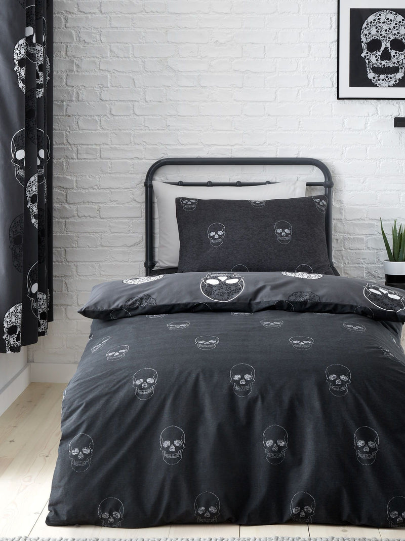 Catherine Lansfield grey skulls fitted sheet - British product