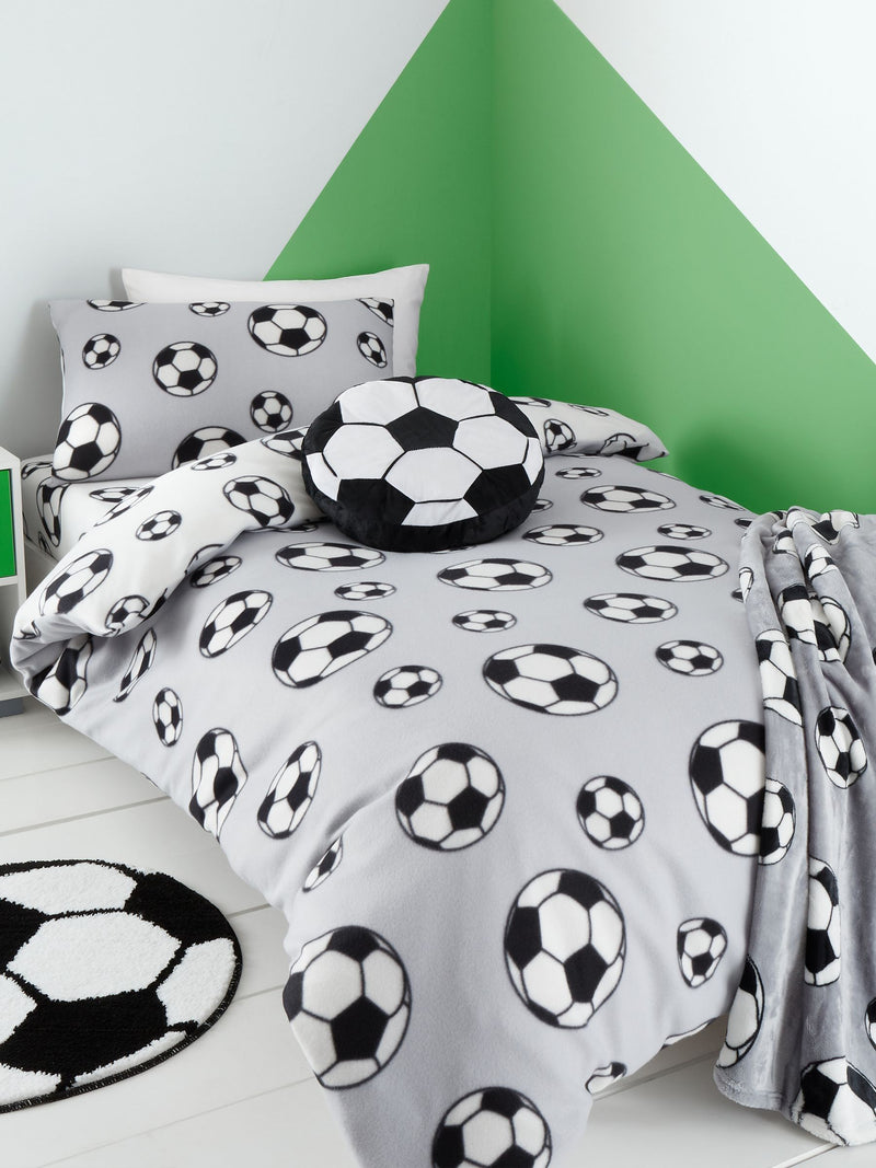 Catherine Lansfield white football fleece fitted sheet - British product
