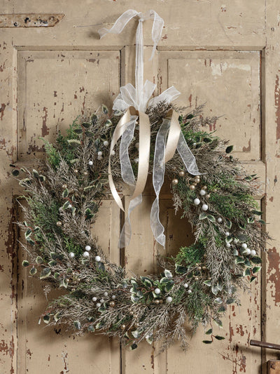 Everlands Christmas Wreath Berries and Foliage Champagne Tones 60cm