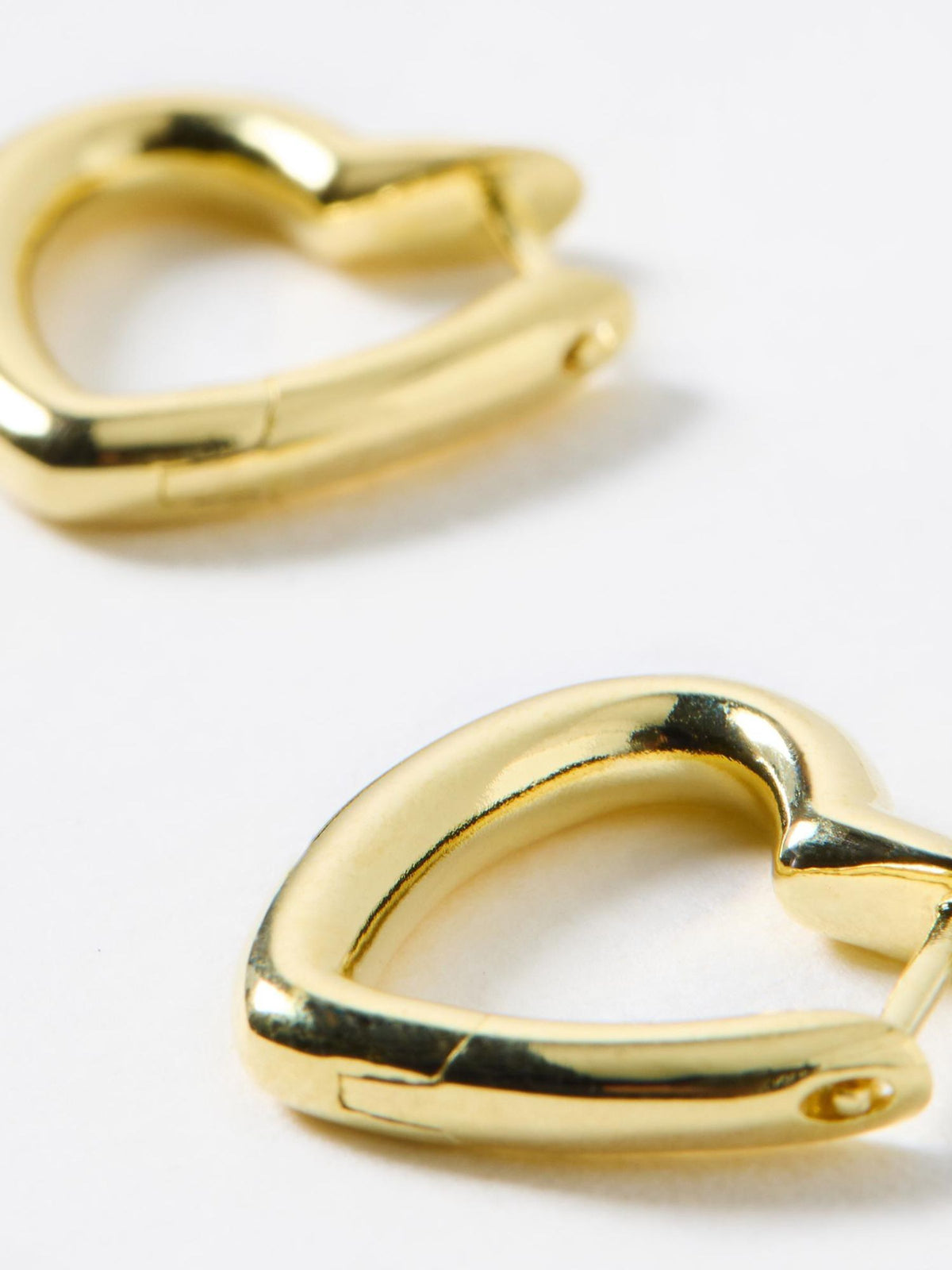 Gold-Plated Heart-Shaped Small Hoop Earrings with Clicker Clasp, 1.5cm x 1.6cm
