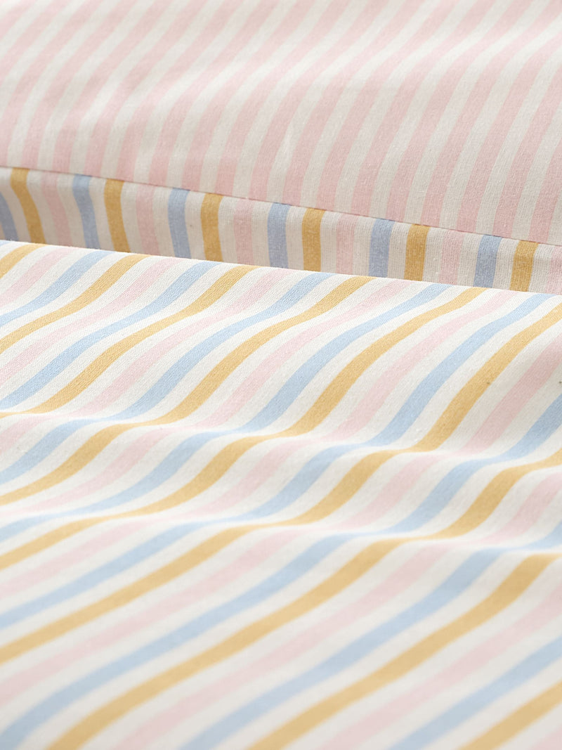 Catherine Lansfield pastel stripe duvet cover set with bow ties - British product