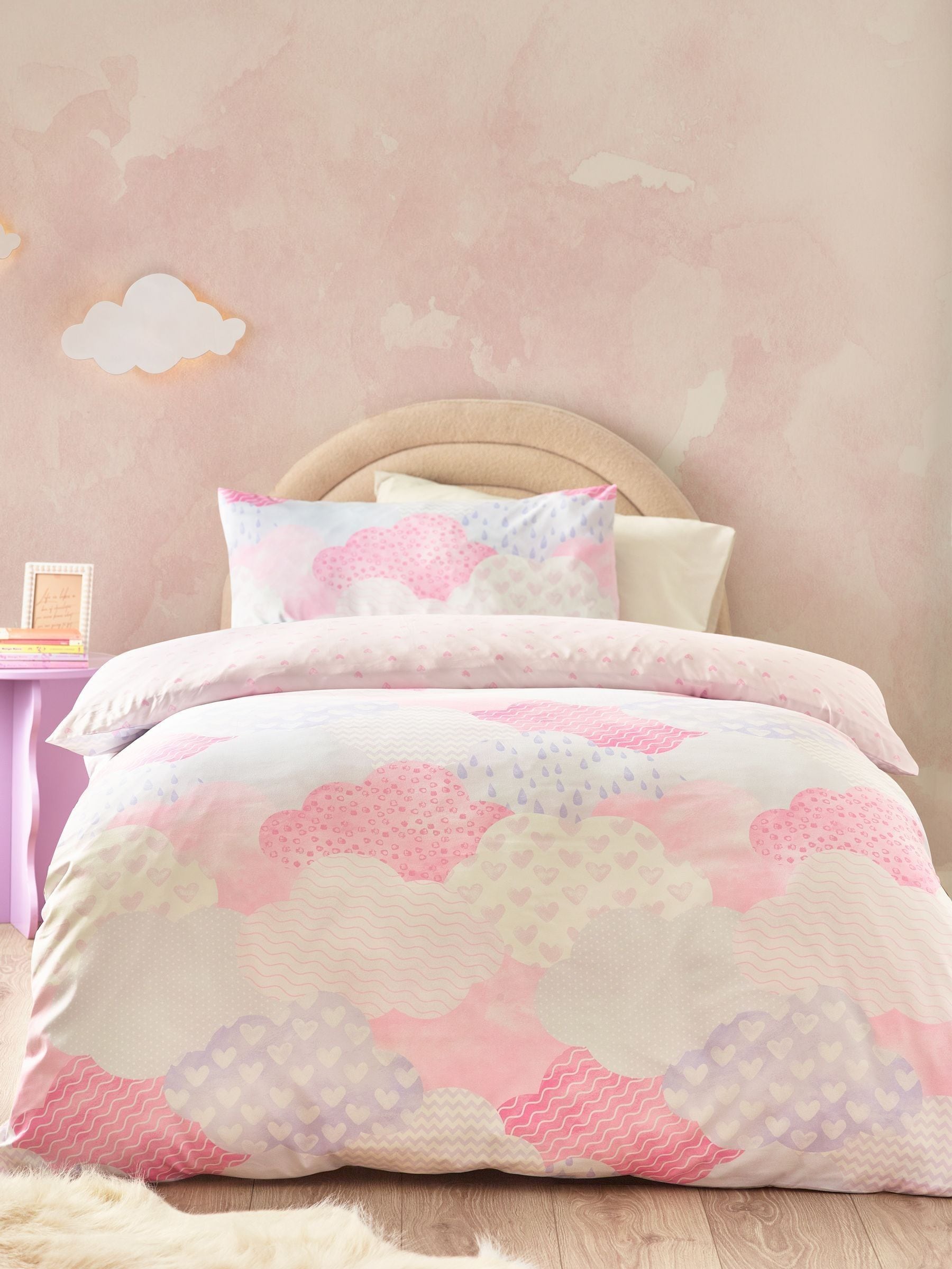 Catherine Lansfield pink duvet cover set single - British product
