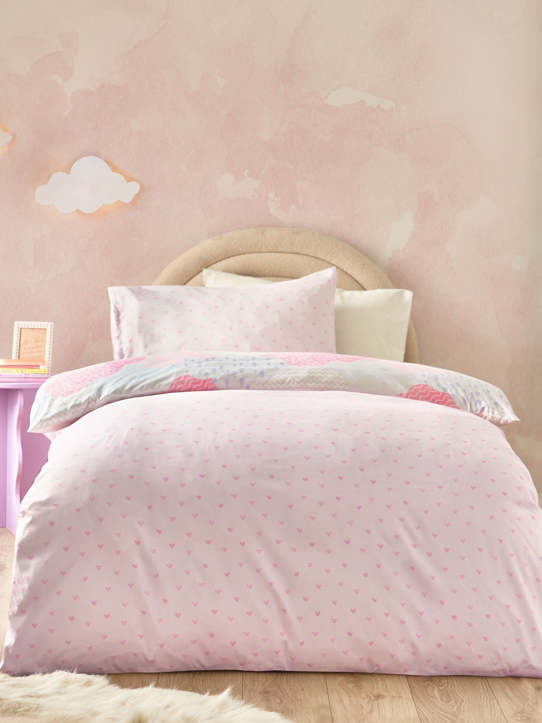 Catherine Lansfield pink duvet cover set single - British product