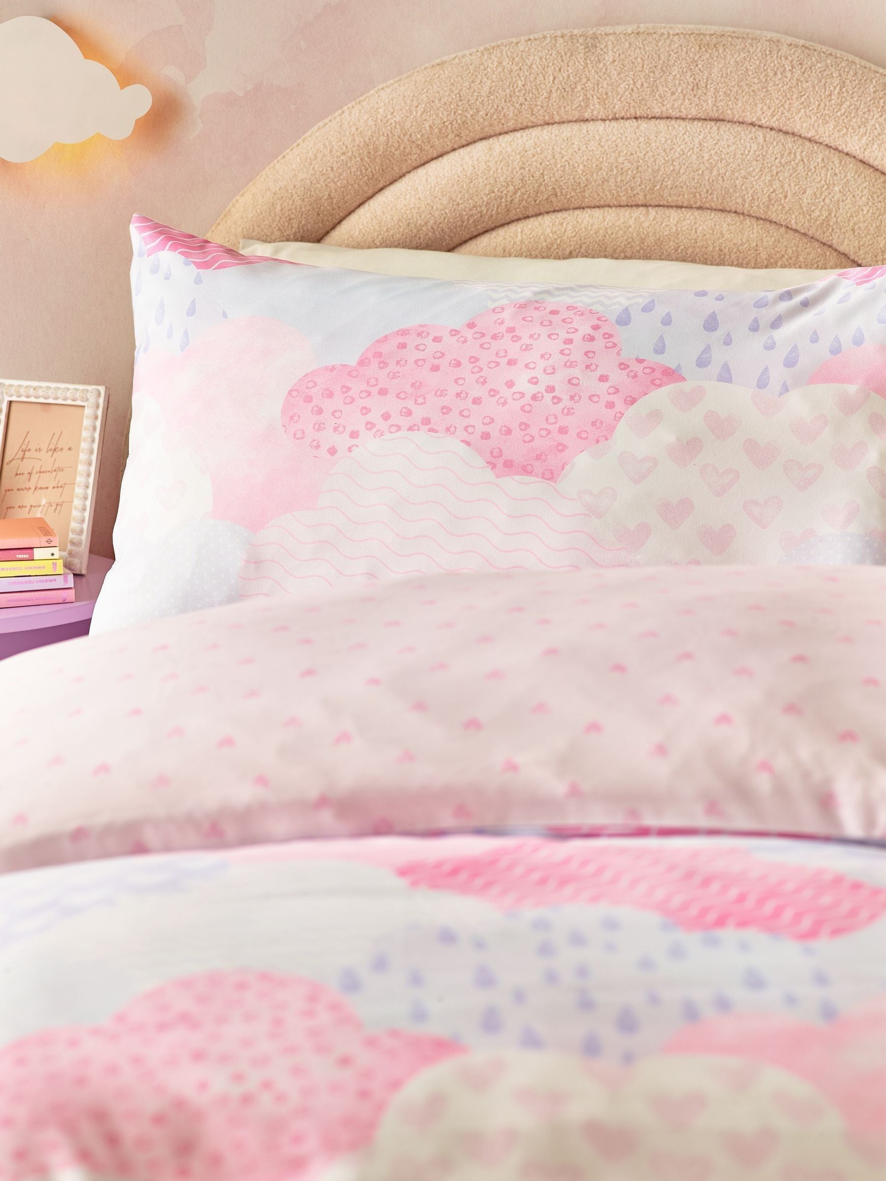 Catherine Lansfield pink duvet cover set single - British product
