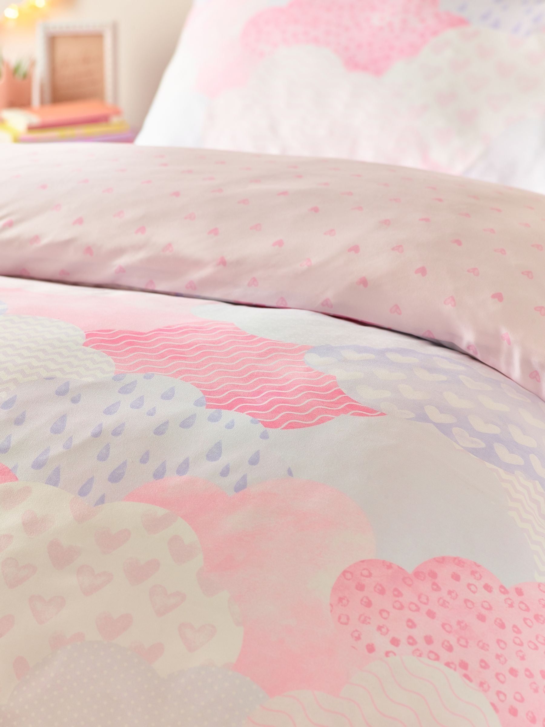 Catherine Lansfield pink duvet cover set single - British product