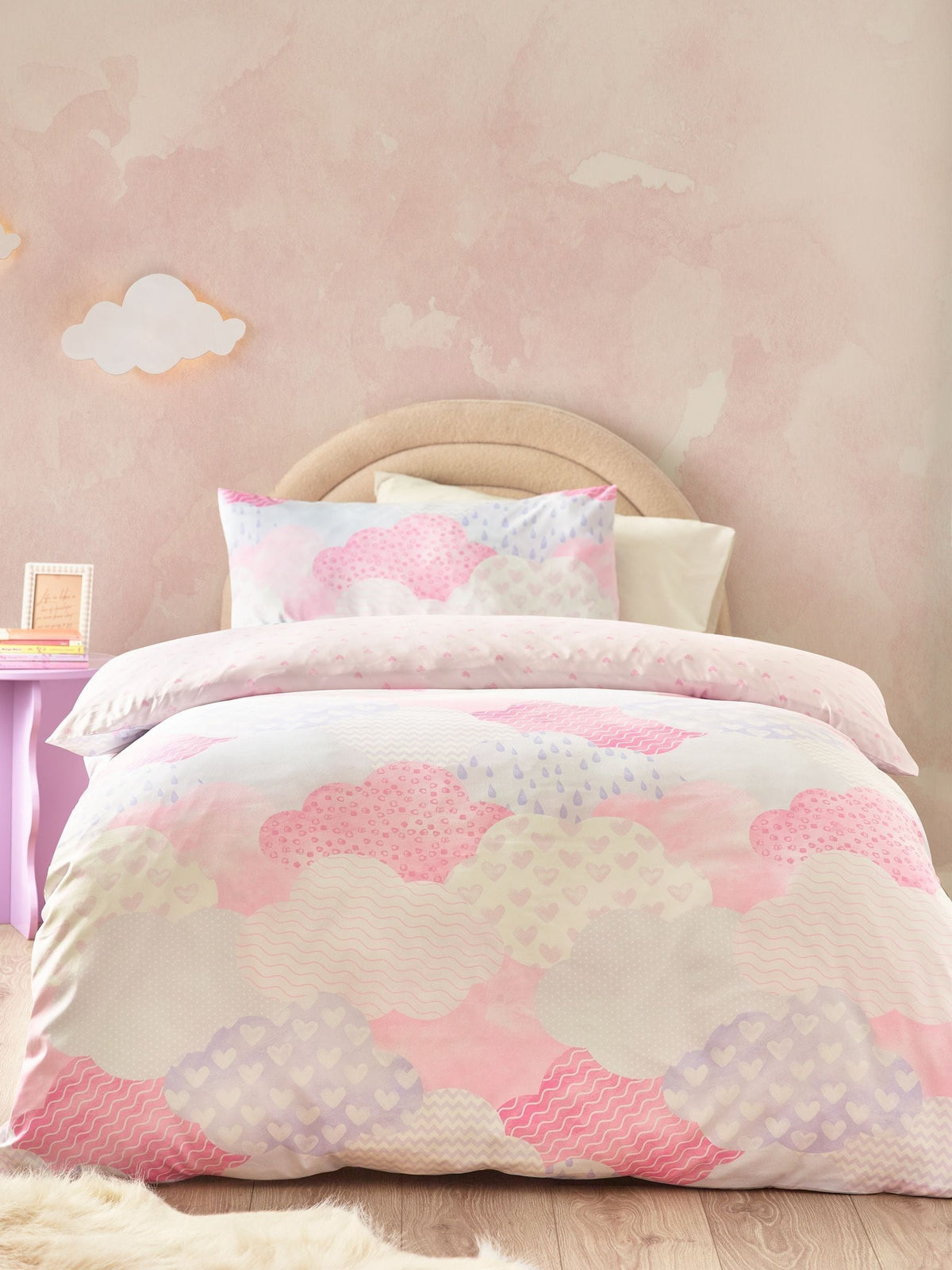 Catherine Lansfield pink duvet cover set single - British product