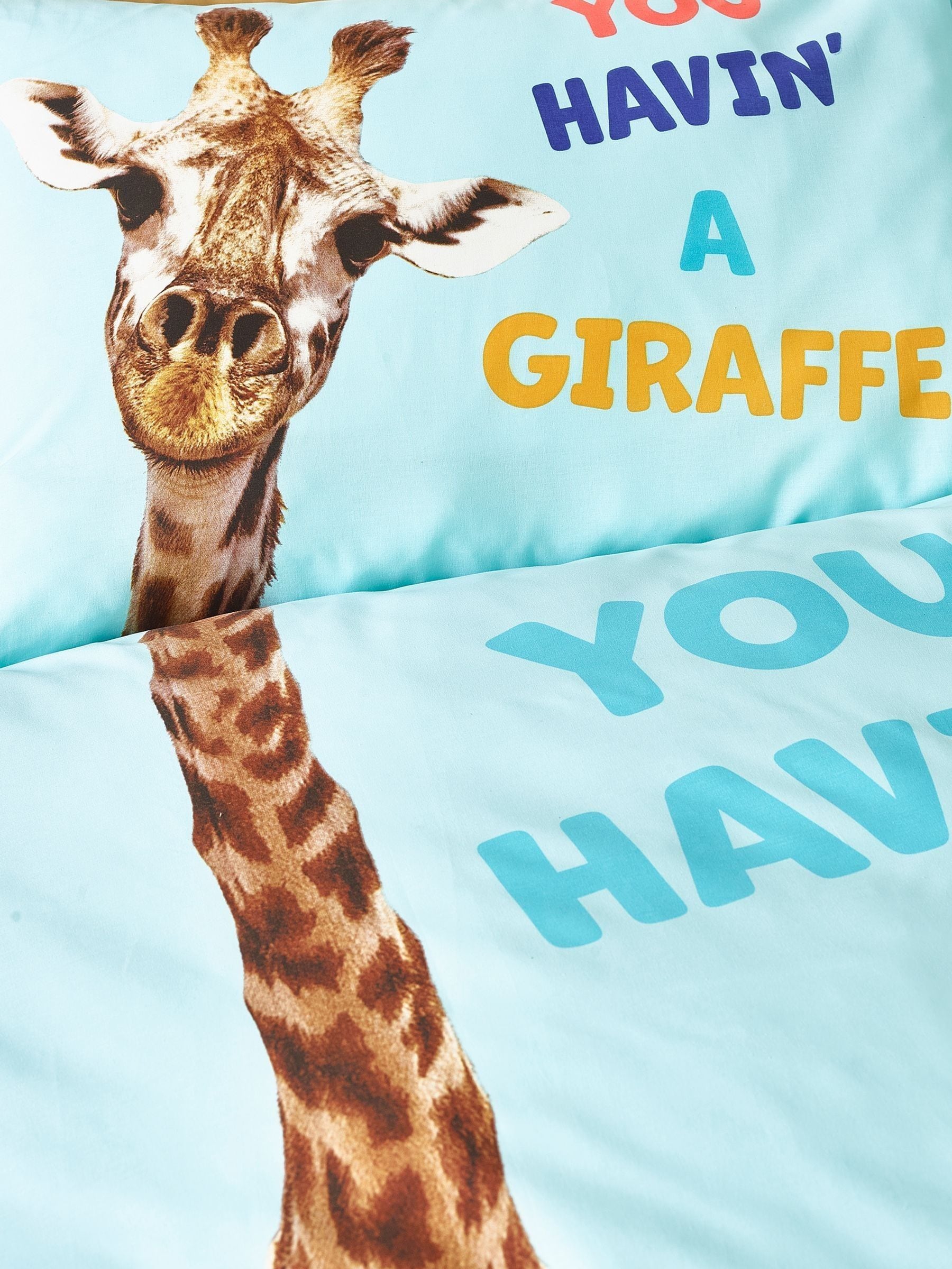 Catherine Lansfield Aqua Havin A Giraffe reversible duvet cover set - British product