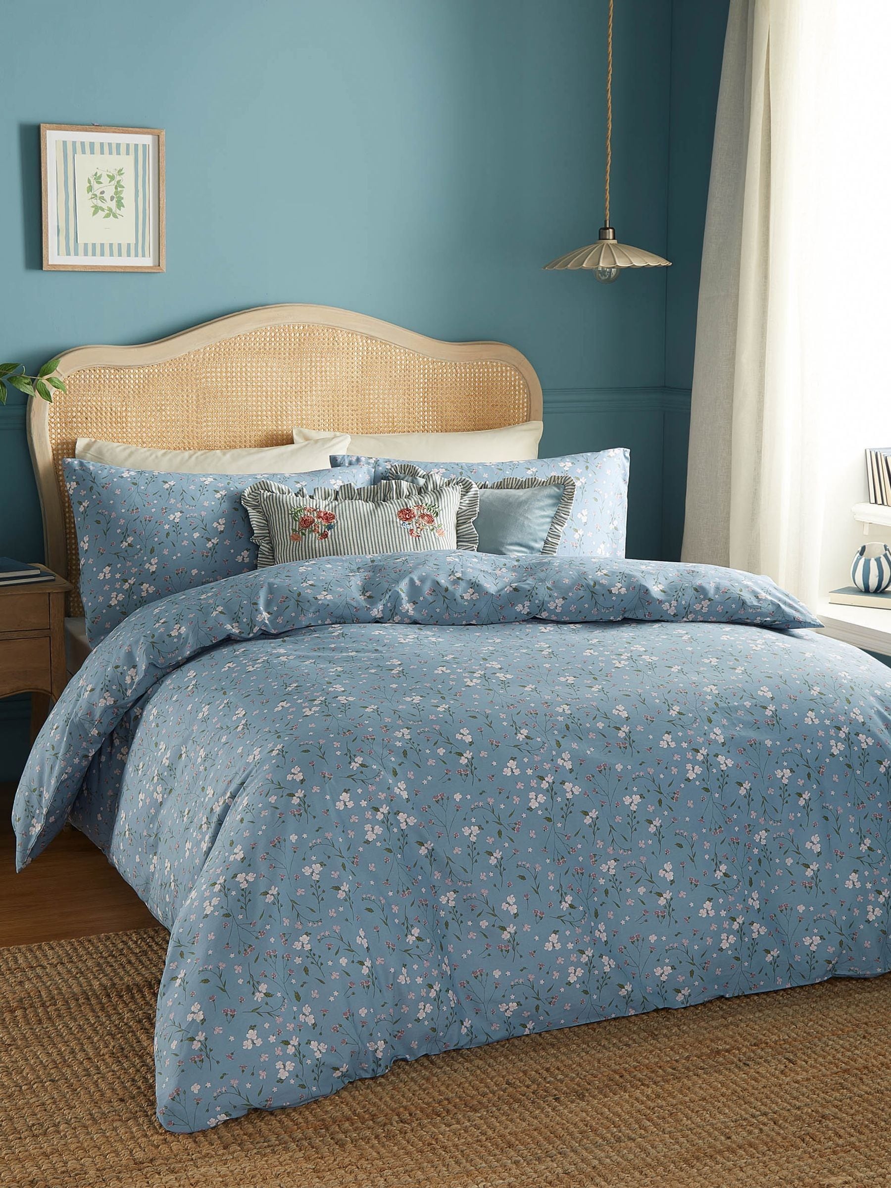 Wylder Blue Bronte Printed Floral Duvet Cover Set (British brand)