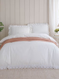 Wylder Peach Scallop Embroidered Cotton Duvet Cover Set