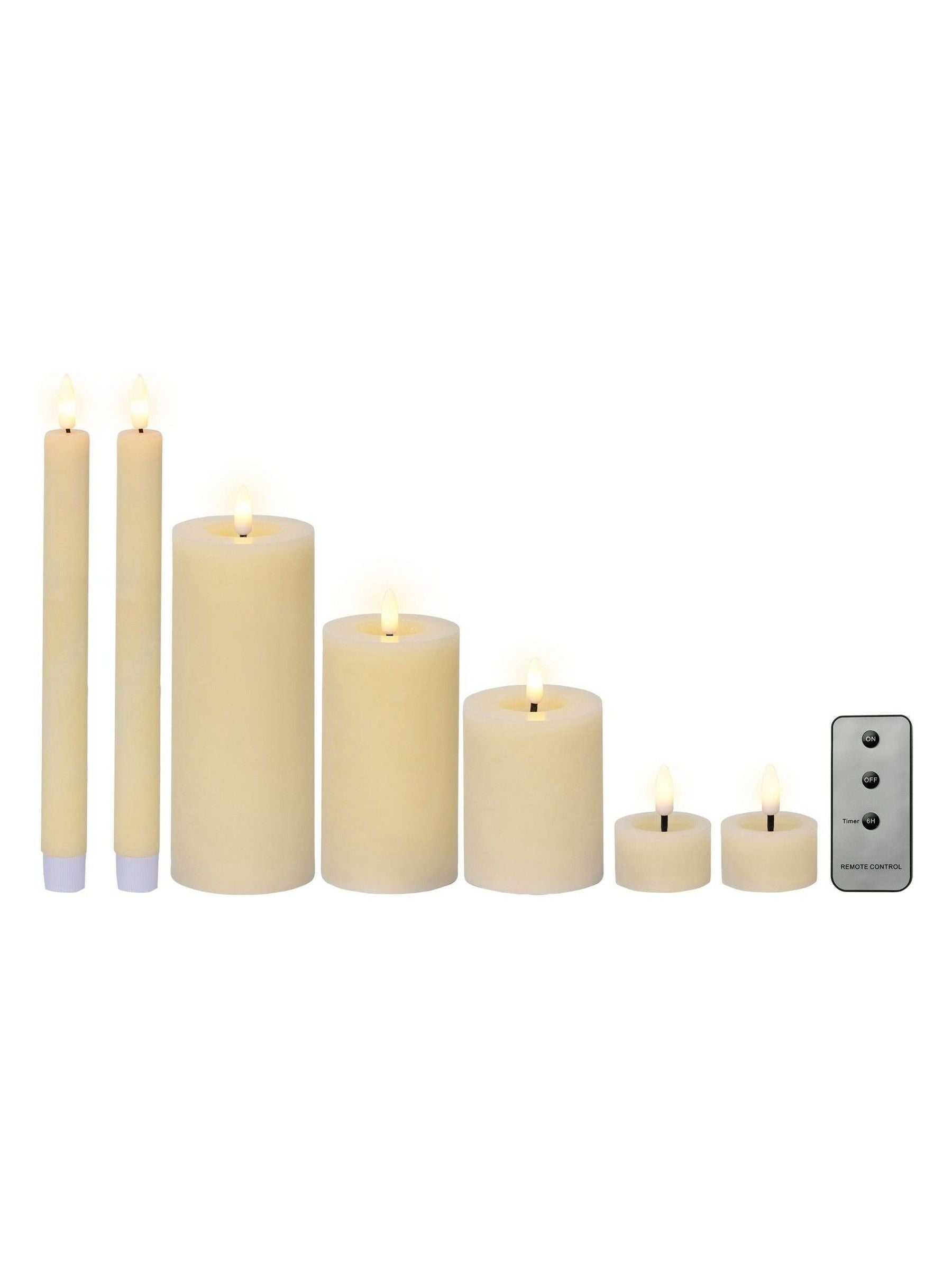 Lumineo cream LED candles set of 7, UK version