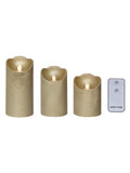 Lumineo gold tone LED candles set of 3, UK version
