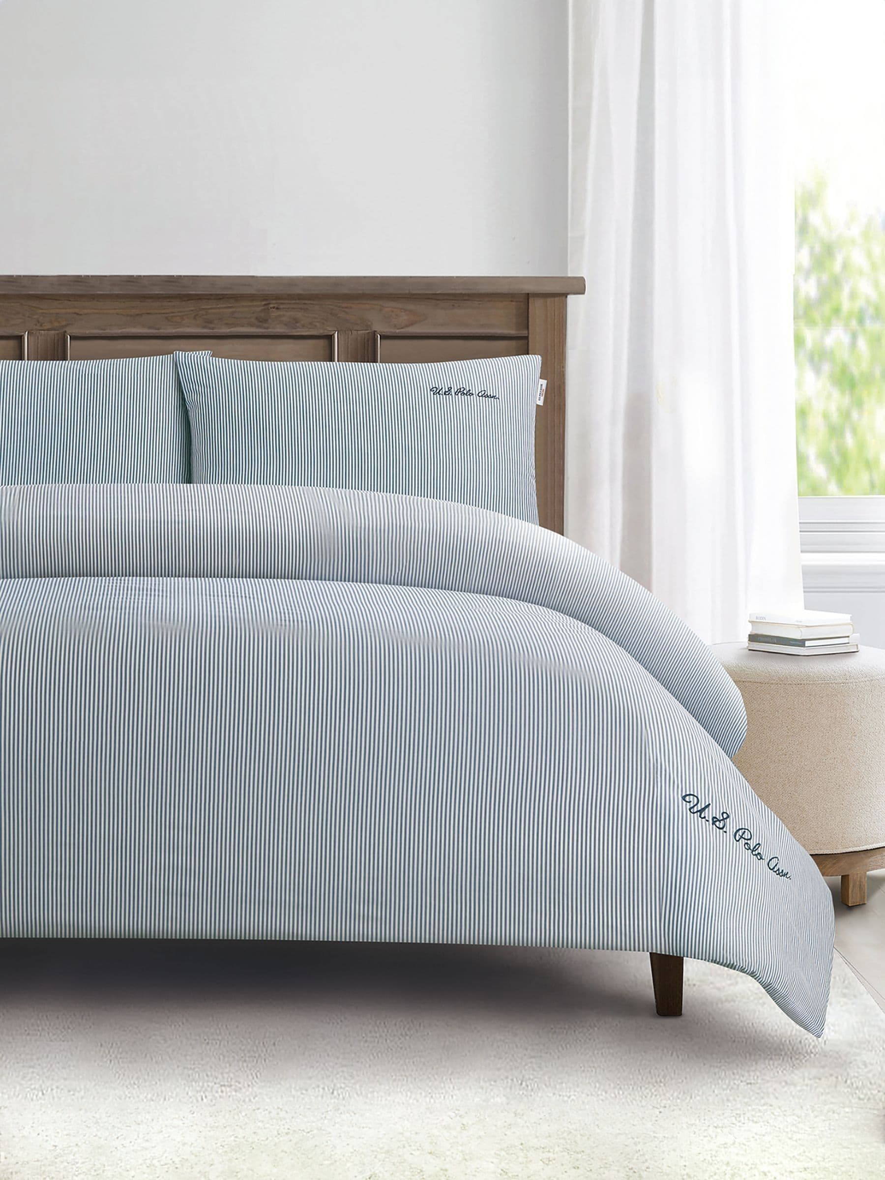U.S. Polo Assn. True Navy Pure Cotton Stripe Duvet Set (British brand)
