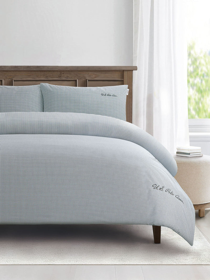 U.S. Polo Assn. Tornado Pure Cotton Gingham Duvet Set (British brand)