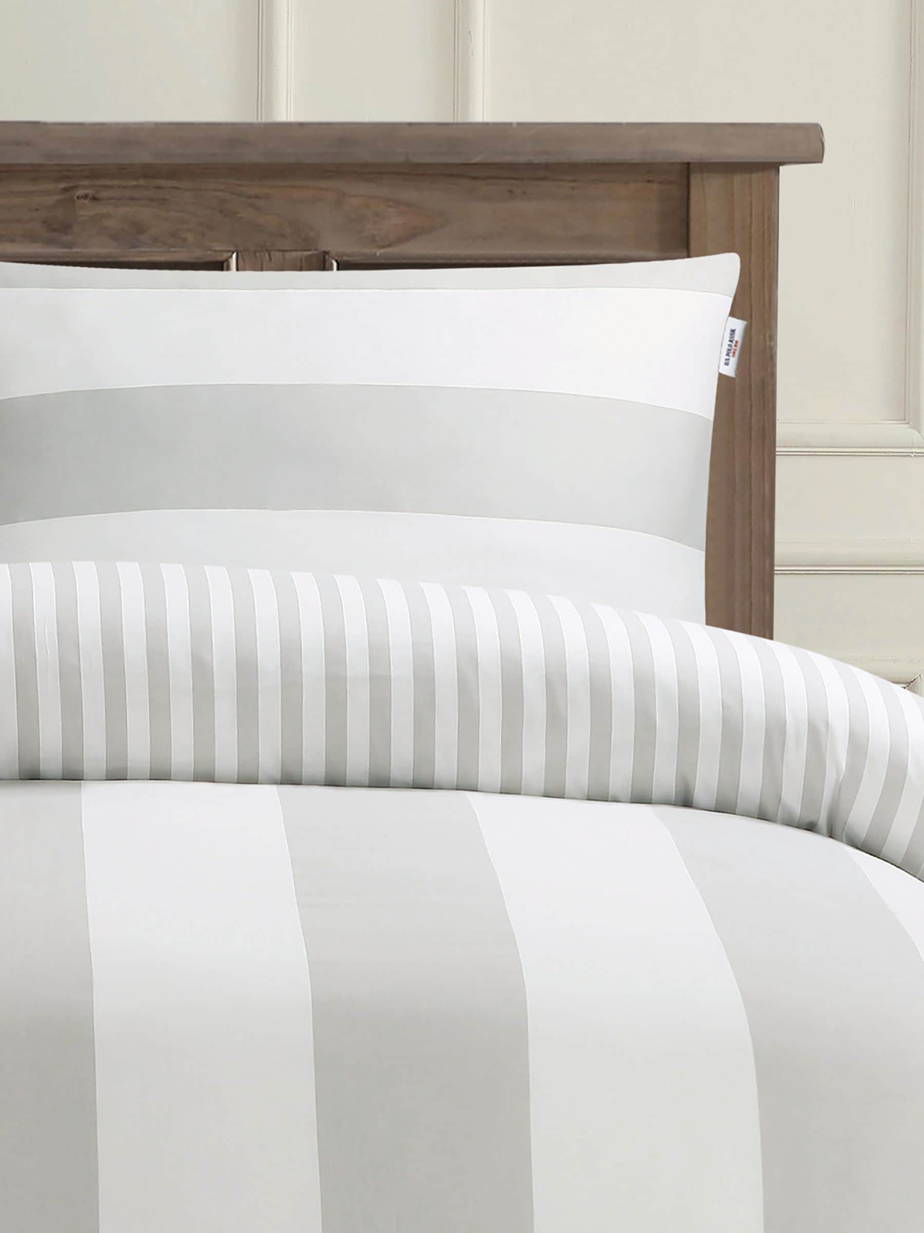 U.S. Polo Assn. Vapor Blue Pure Cotton Block Stripe Duvet Set (British brand)