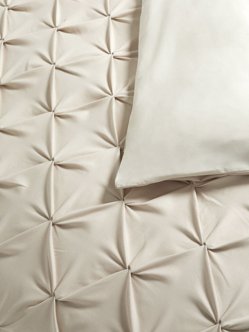 Natural pinch pleat duvet cover set, imported from the UK