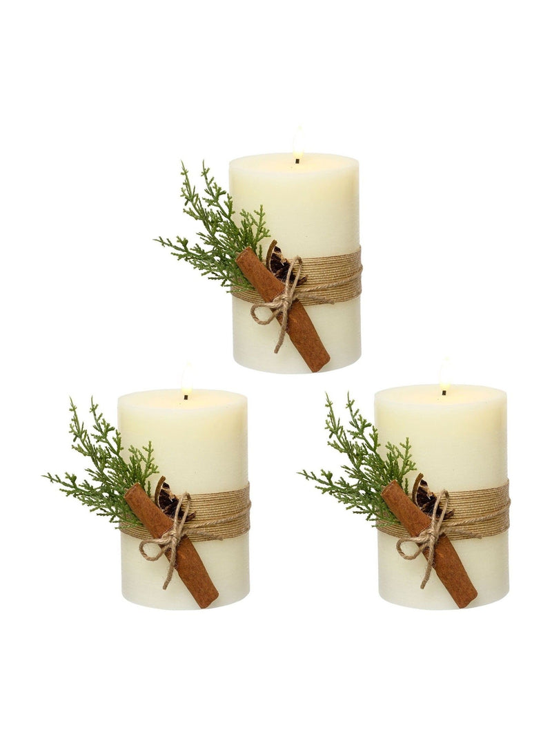 Lumineo Cream LED Christmas Candles Set of 3 With Hessian Wrap