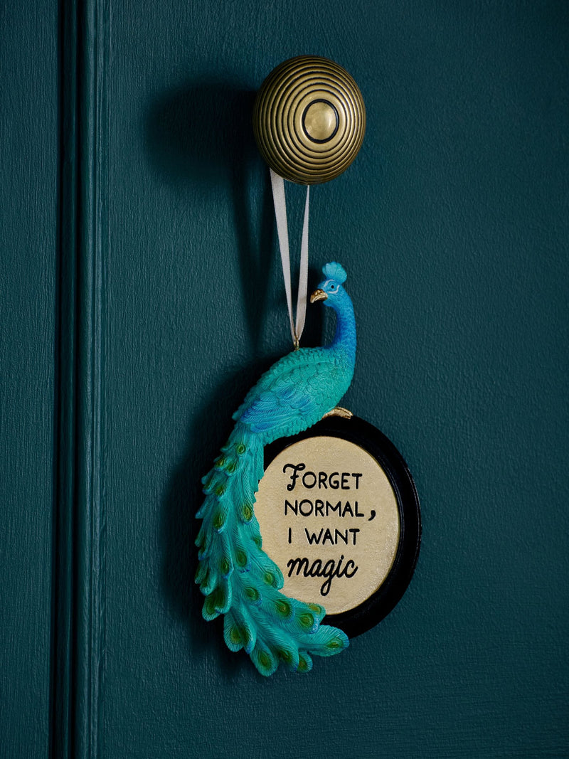 Blue Peacock Hanging Decoration 14.5cm - British product