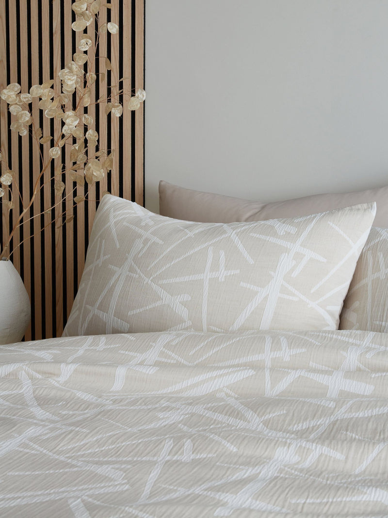 Appletree Natural Otto Textured Jacquard Duvet Cover Set