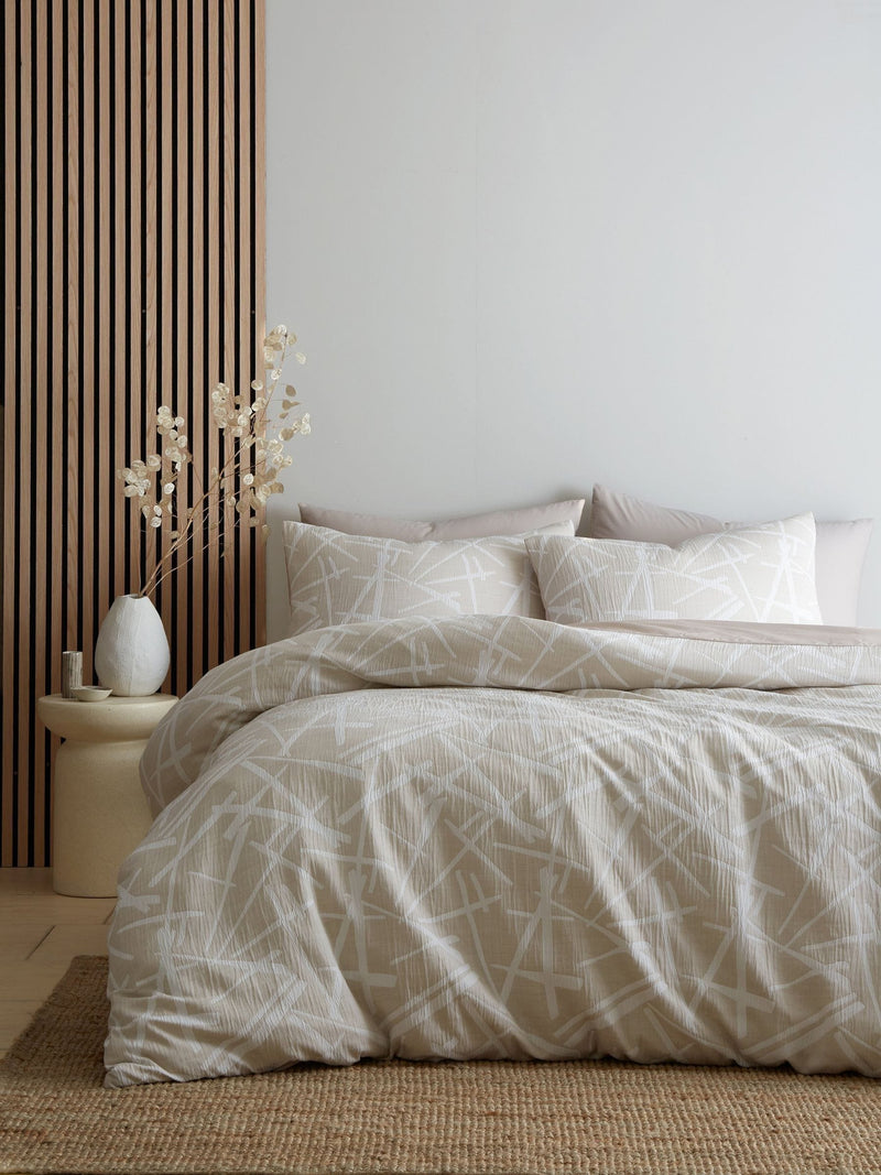 Appletree Natural Otto Textured Jacquard Duvet Cover Set