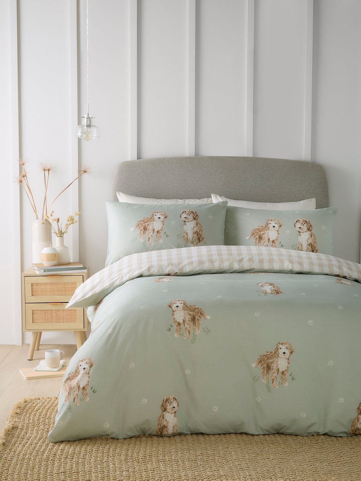 Fusion Green Hattie Cockapoo peach finish duvet cover set - British product