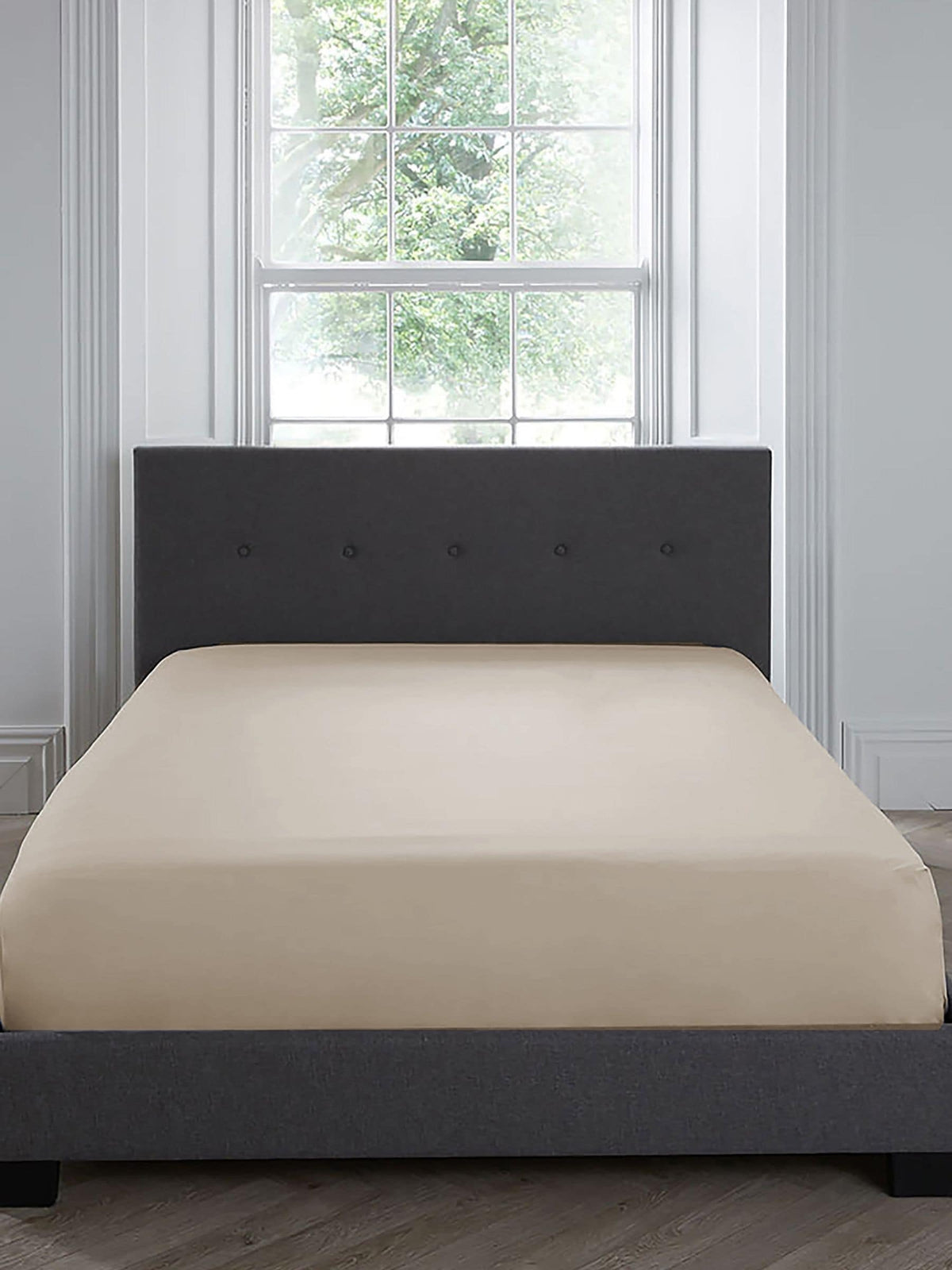 Serene Natural Plain Dye Easy Care 32cm Fitted Bed Sheet