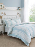 Dreams & Drapes Blue Finlay Stripe Easy Care 28cm Fitted Bed Sheet Set