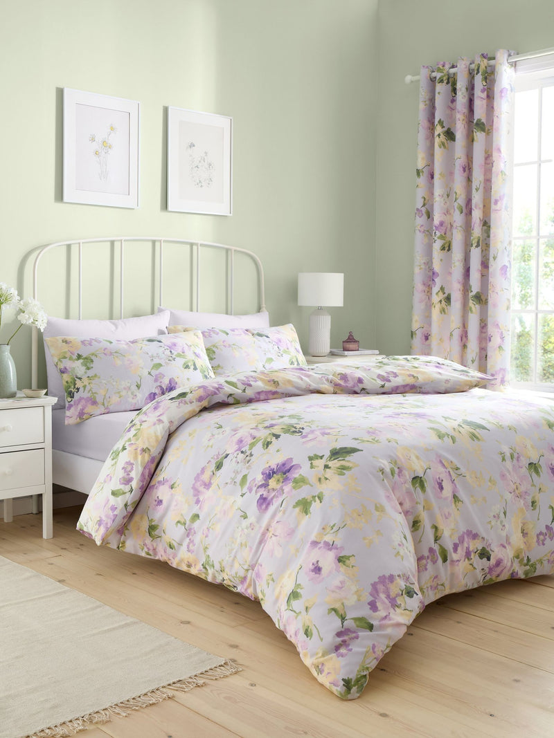 Dreams and Drapes lilac flourette duvet cover set - British product