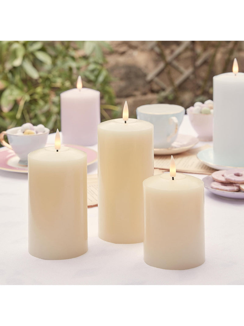 Lights4fun Natural TruGlow® Rechargeable LED Pillar Candle Trio