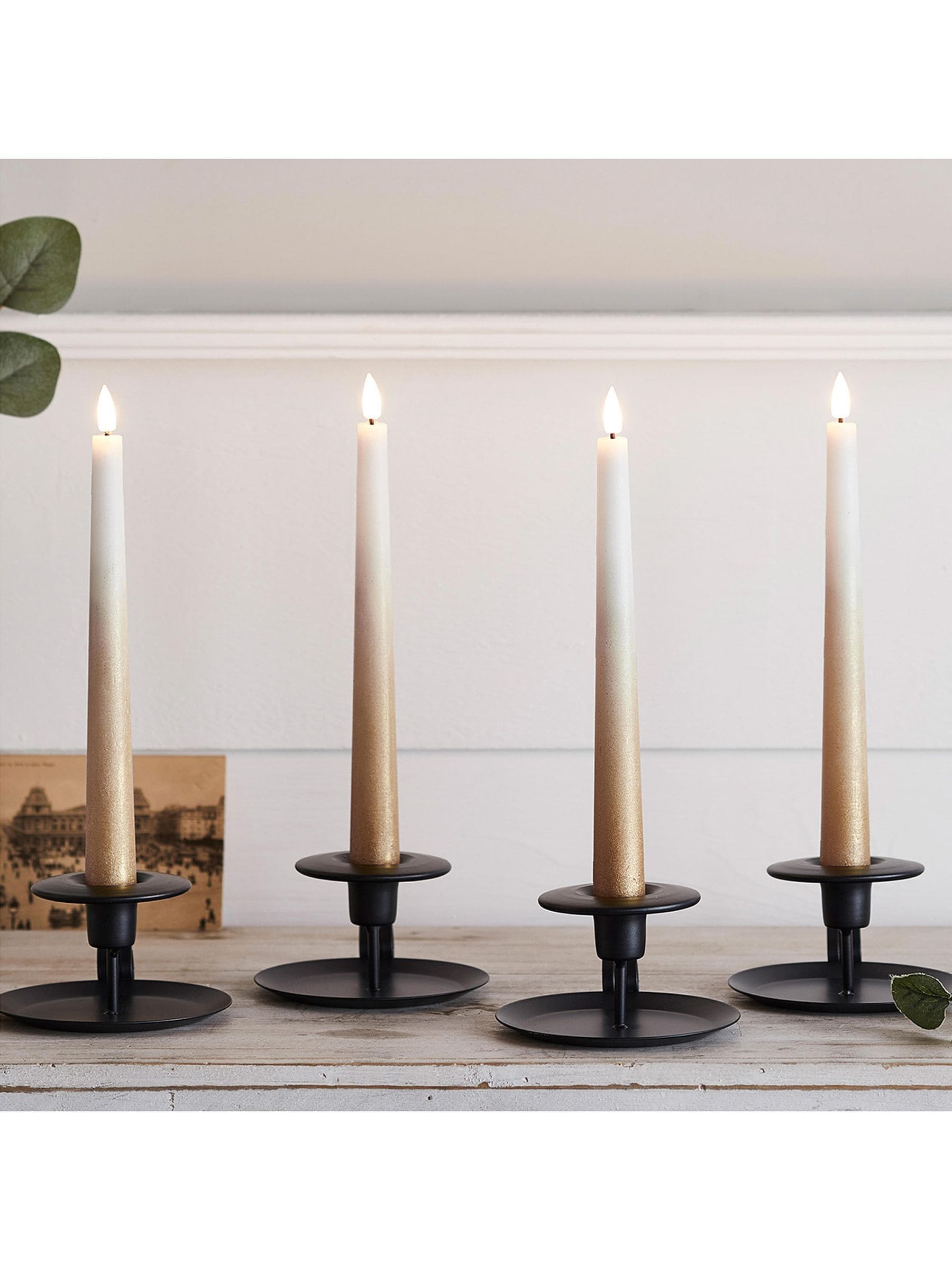Lights4fun LED taper candles bronze ombre 22cm, UK version