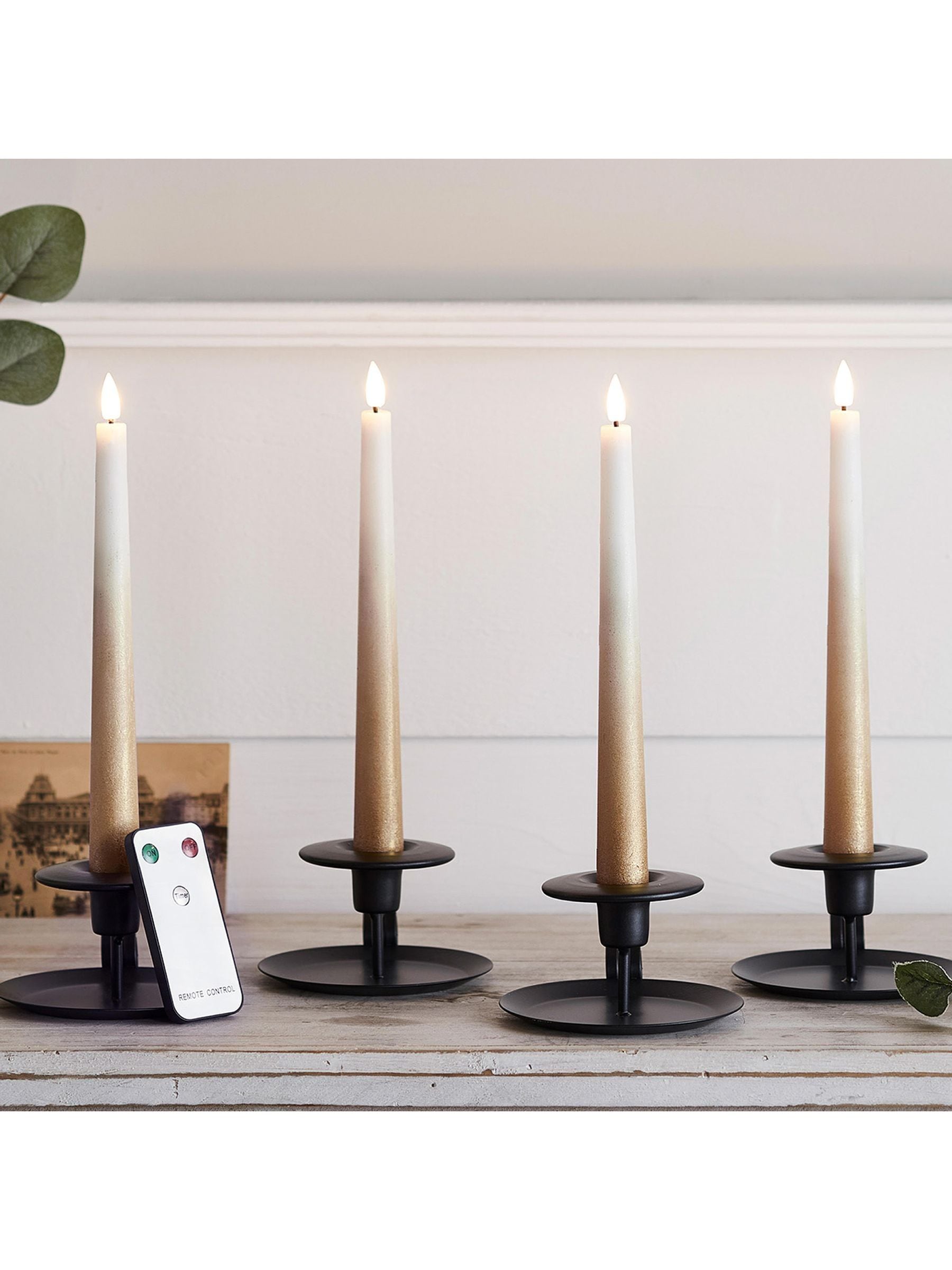 Lights4fun LED taper candles bronze ombre 22cm, UK version