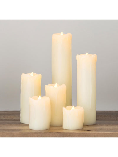 Lights4fun Natural 6 Slim LED Battery Candles with Dripping Wax