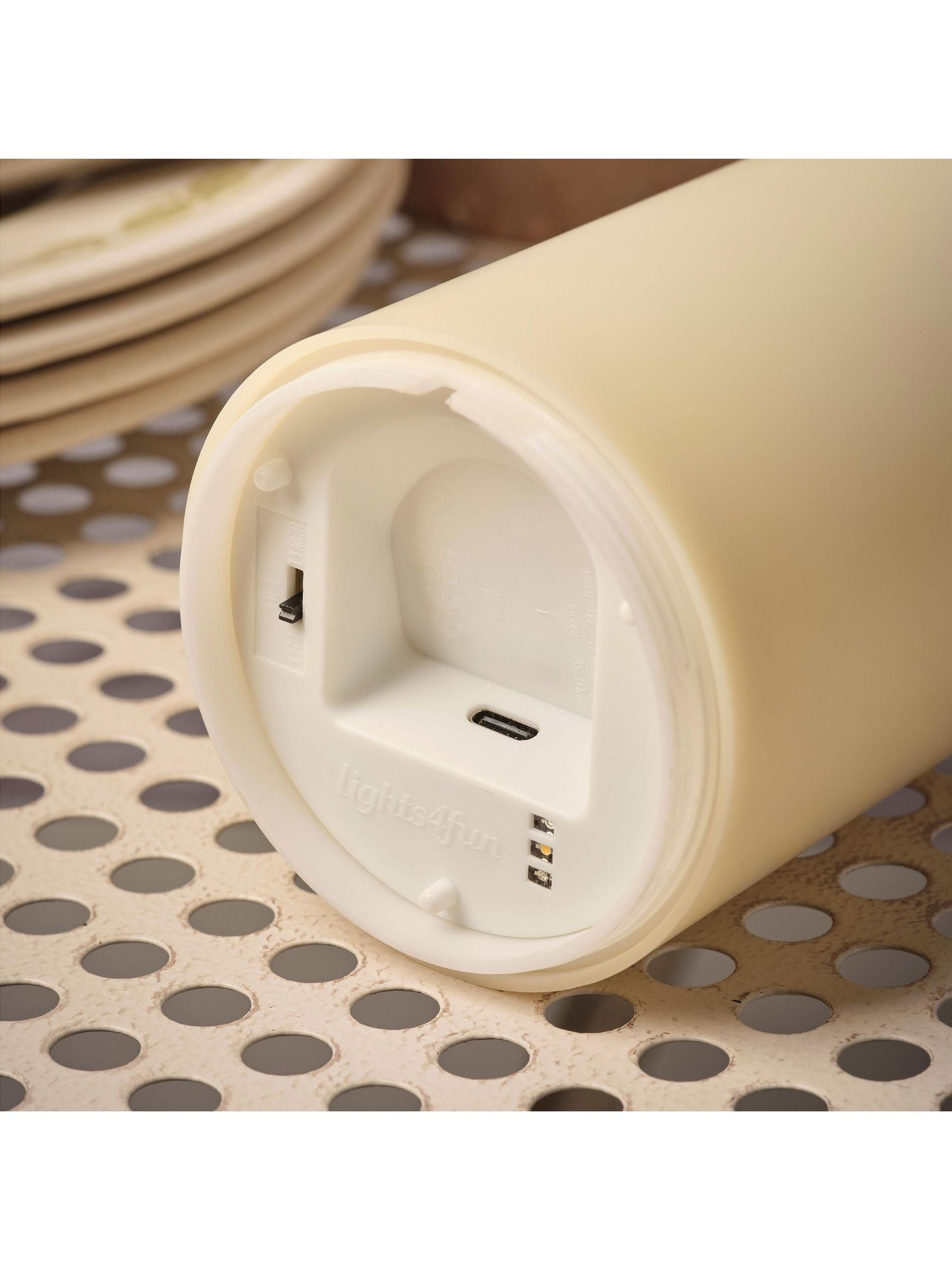 Lights4fun set of 3 rechargeable pillar candles in varying heights, UK version