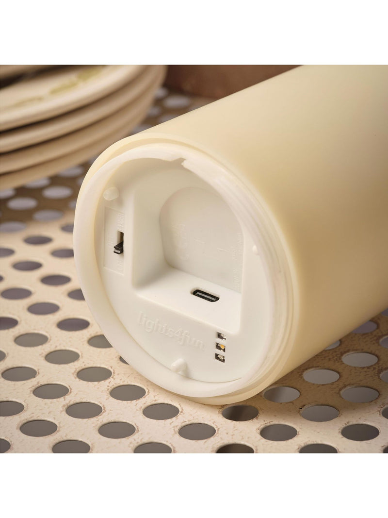 Lights4fun set of 3 rechargeable pillar candles in varying heights, UK version