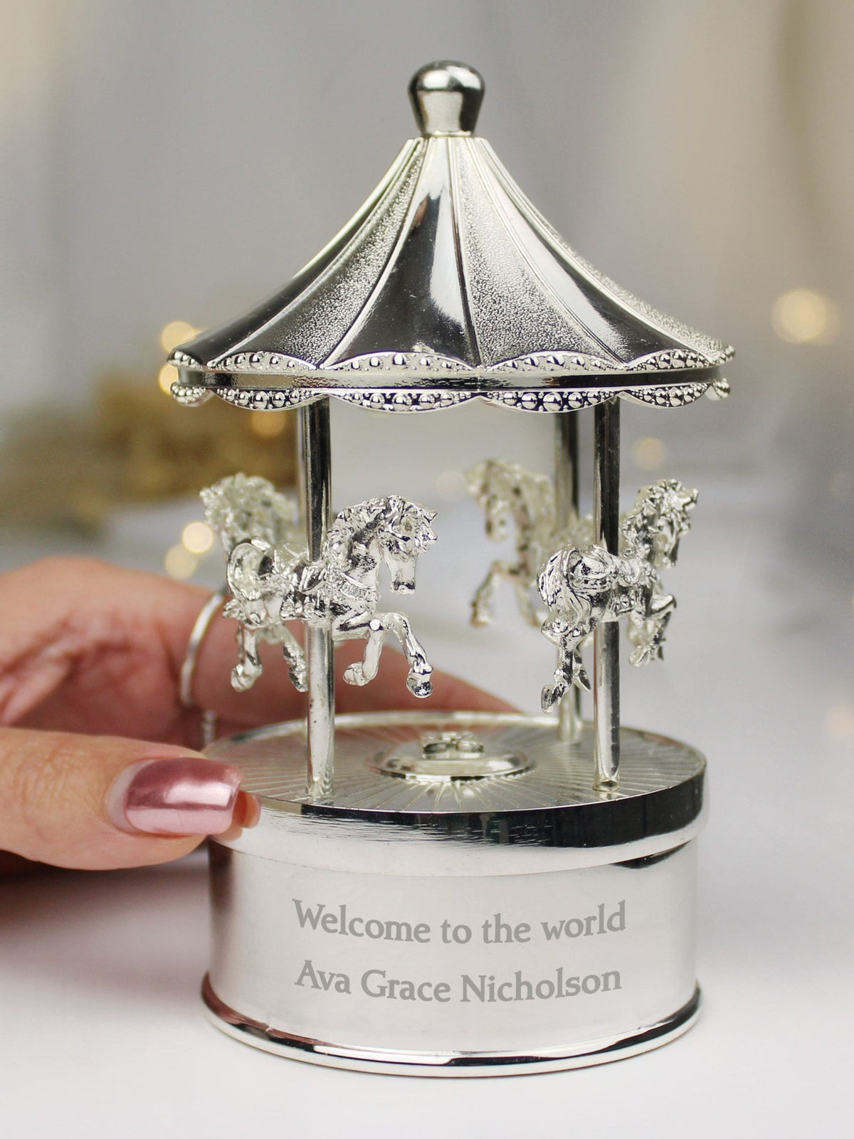 PMC personalised musical carousel ornament, imported from the UK