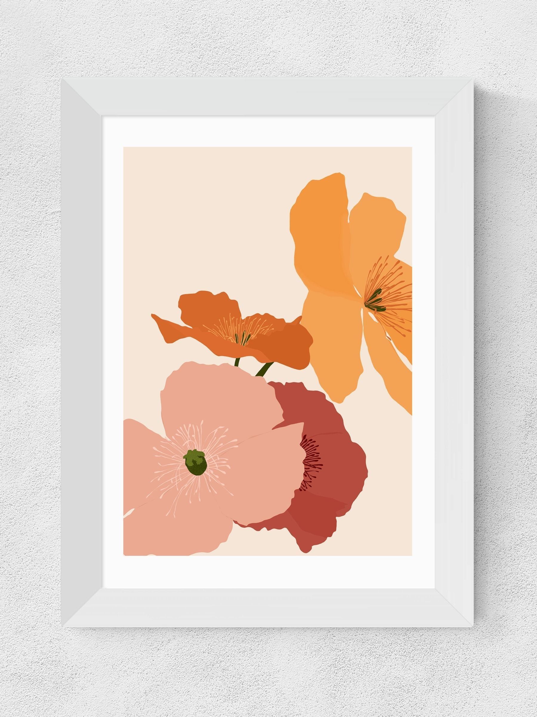East End Prints white autumn wildflowers framed art print - British product