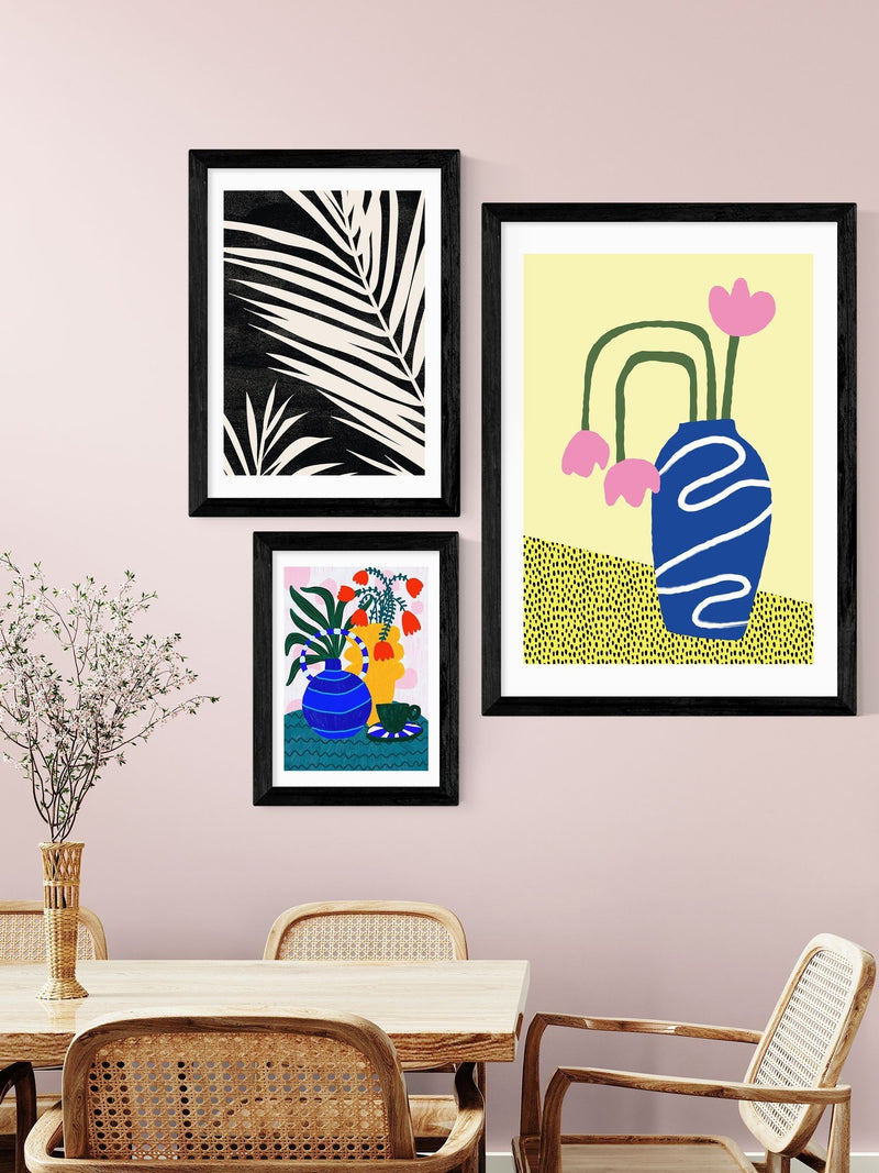 East End Prints Black Wilted Flowers framed art print - British product
