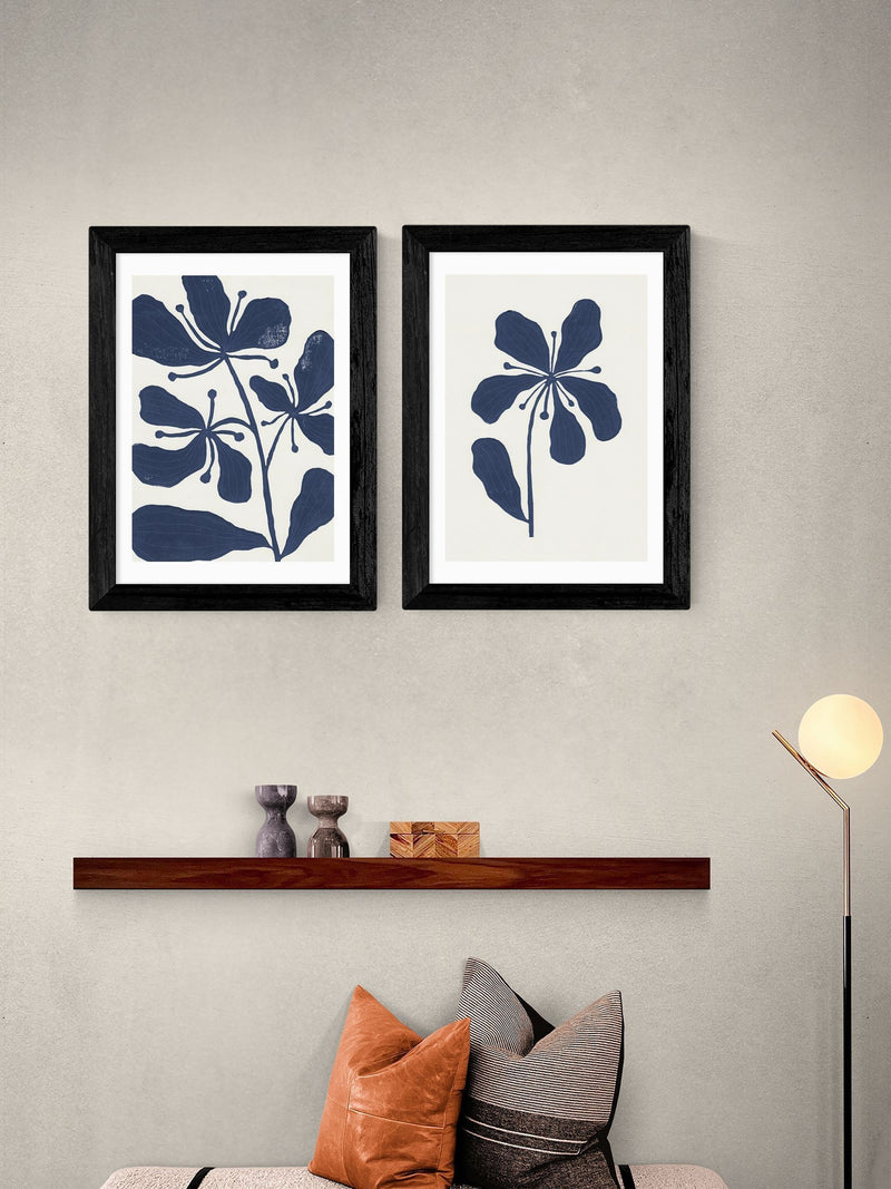 East End Prints black navy floral framed art prints - British product