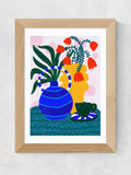 East End Prints oak tulips and coffee framed art print - British product