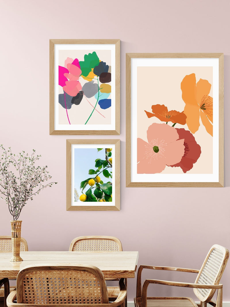 East End Prints oak autumn wildflowers framed art print - British product