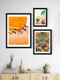 East End Prints black tropical framed art print - British product
