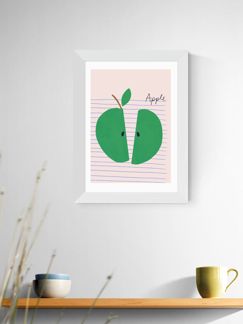 East End Prints white big green apple framed art print - British product