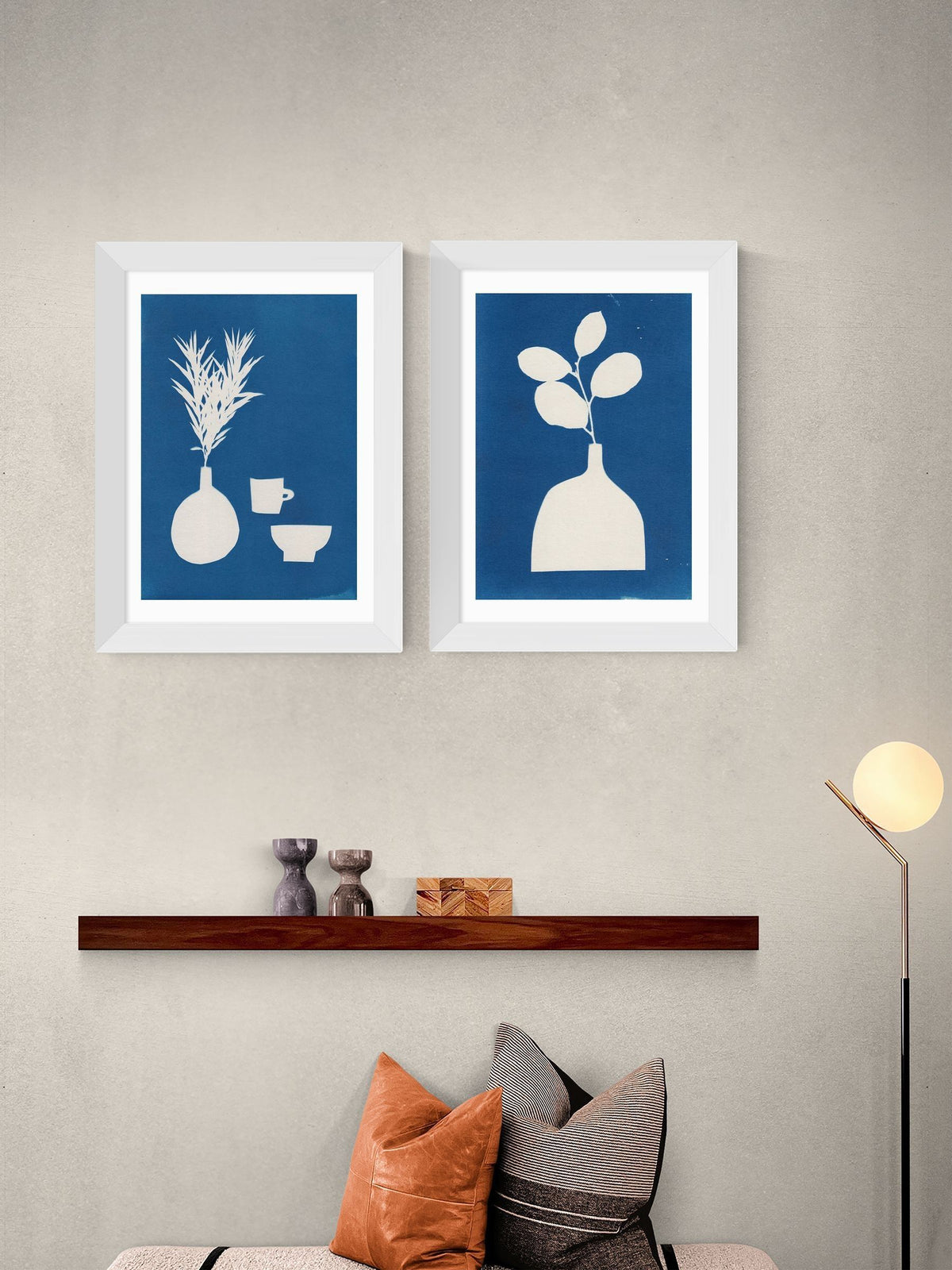 East End Prints White Cyanotype Still Life framed art print - British product