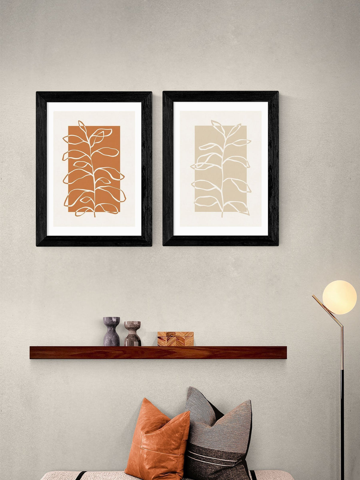East End Prints black framed botany oak art print set - British product