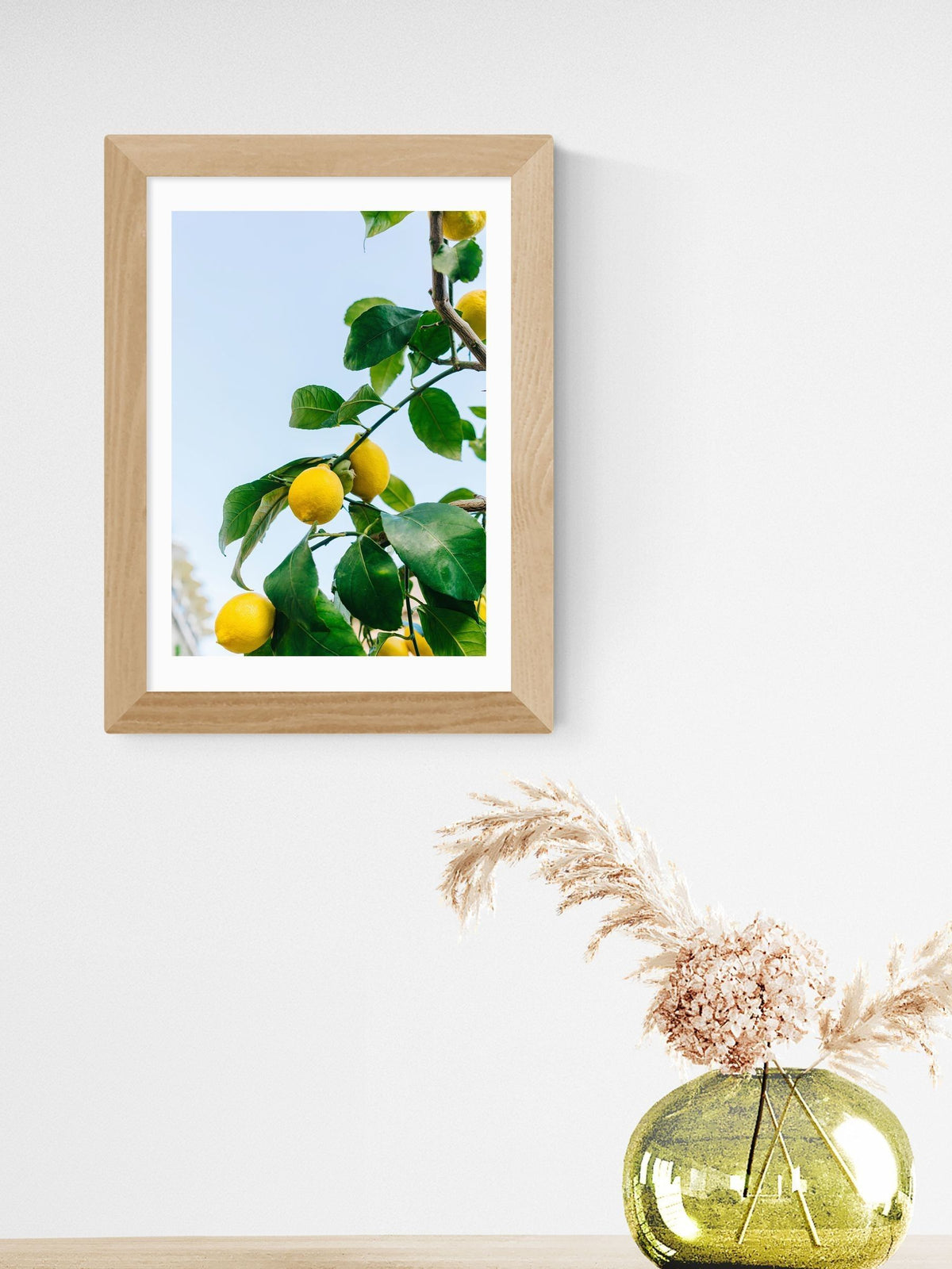 East End Prints Oak Amalfi Coast Lemons framed art print - British product