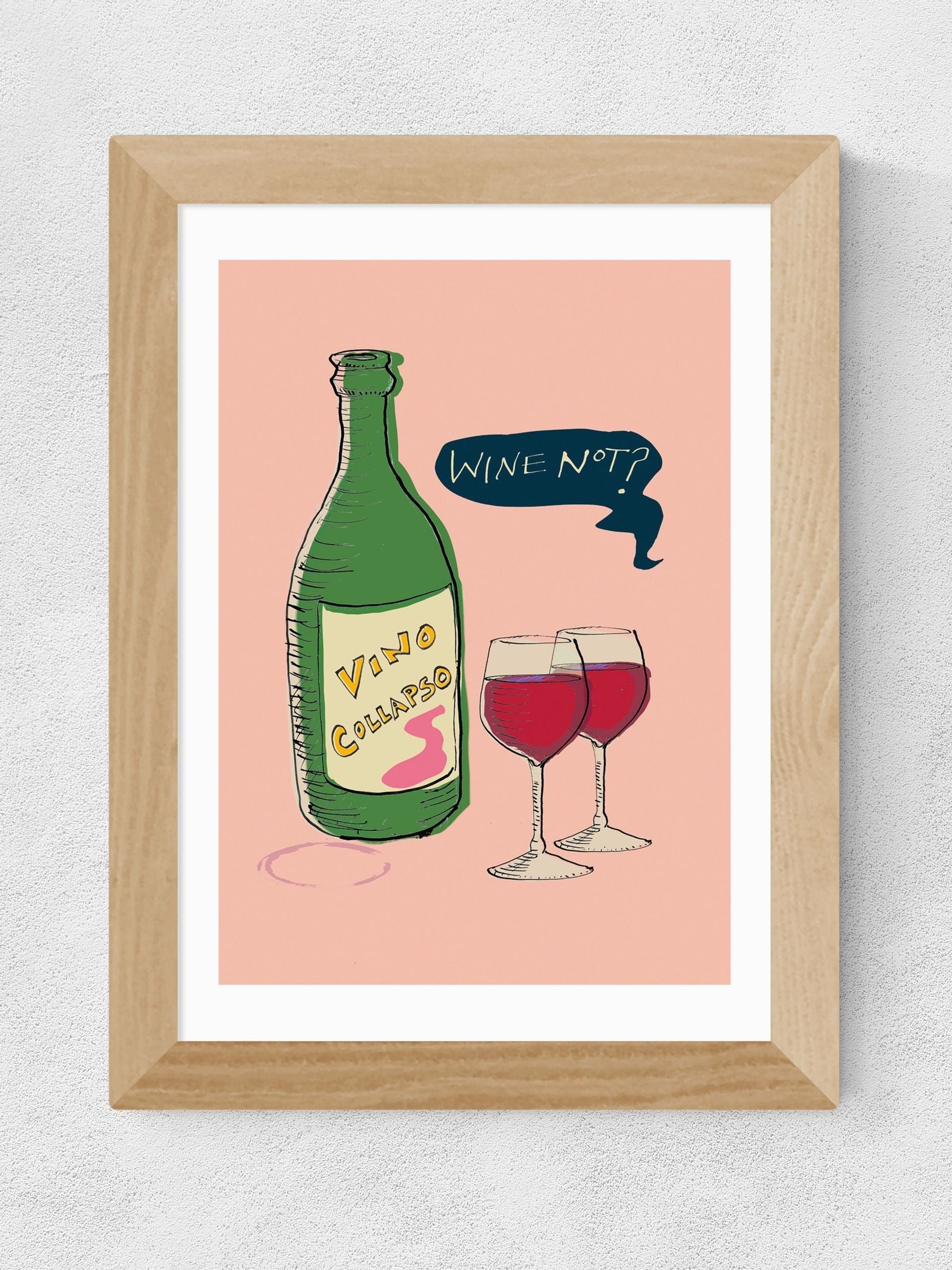 East End Prints oak wine framed art print - British product